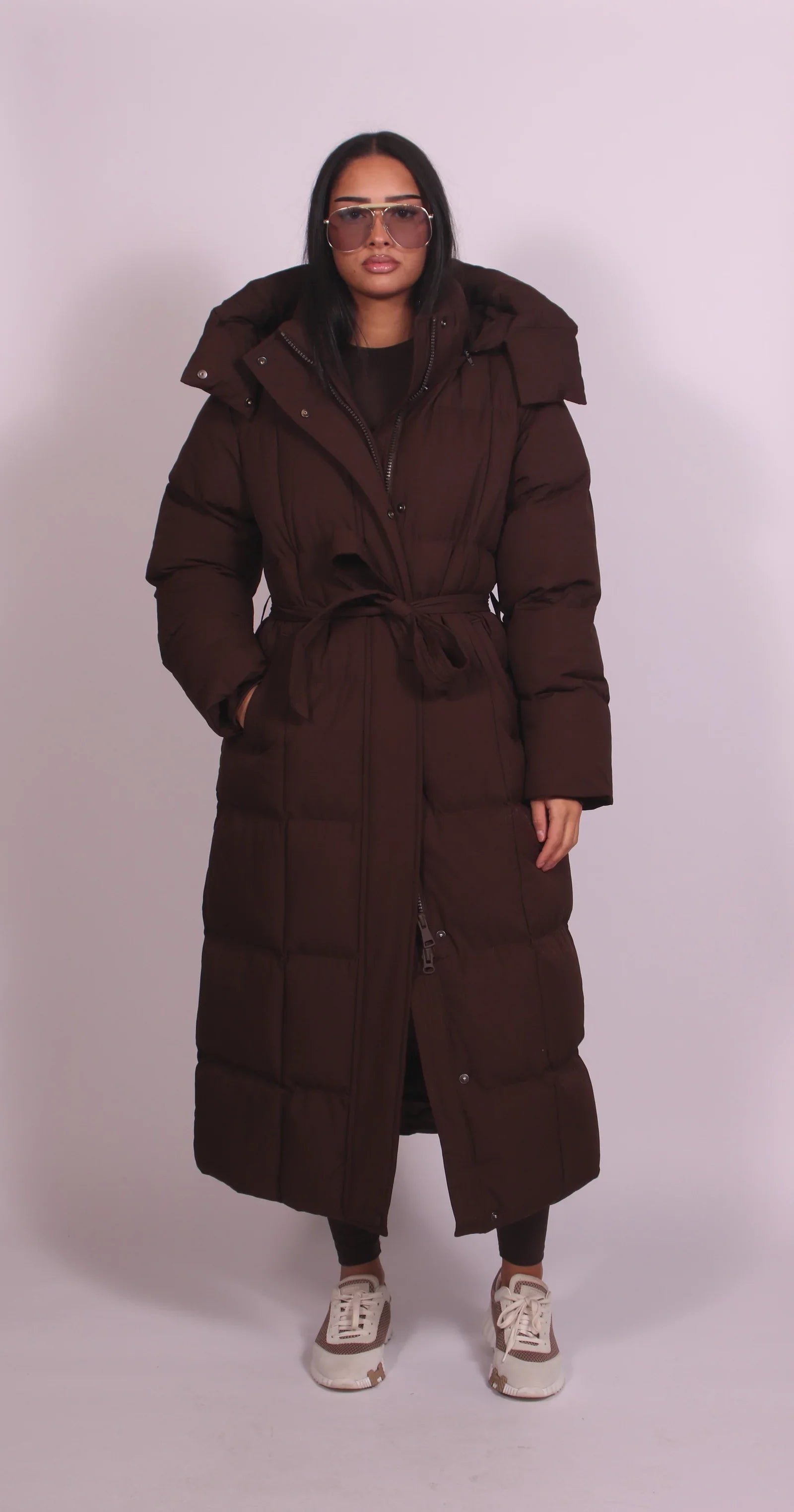 Long Down Jacket with Hood